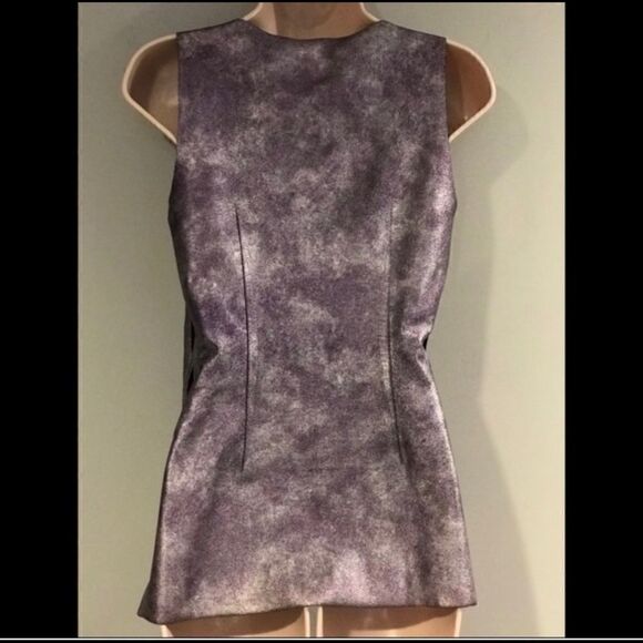 BCBGMAXAZRIA MADRAG METALLIC SILVER BLOUSE S - Picture 5 of 5